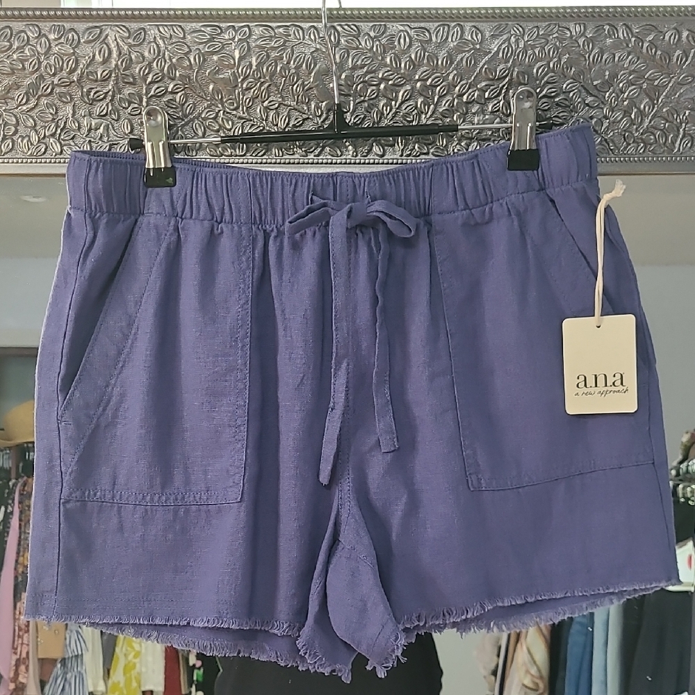 a.n.a Women's Blue Tie Waist Shorts